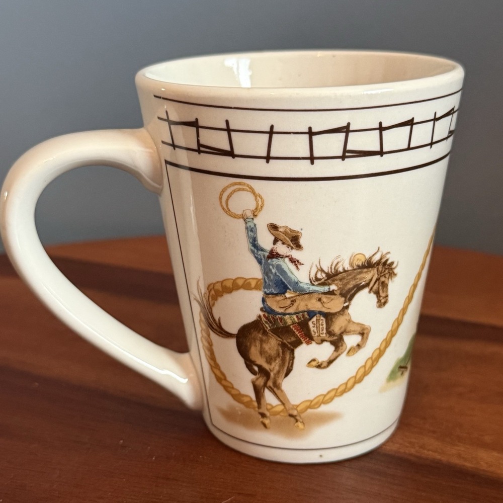 American Atelier Cowboy Stoneware Coffee Mug Western Rodeo Ranch Style Cup